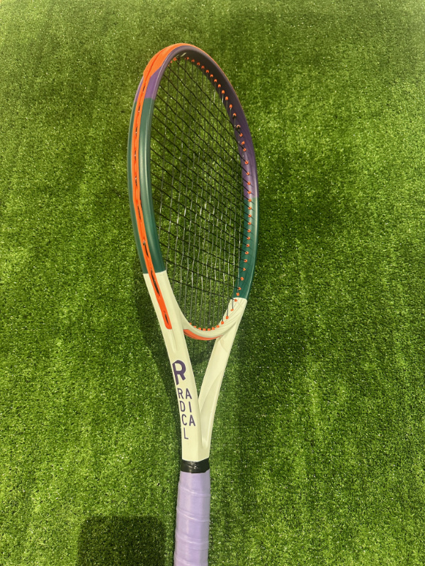 Custom tennis racket white purple orange
