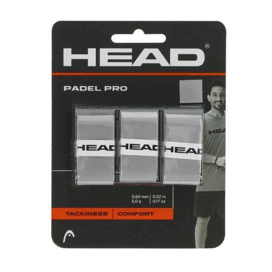 Head Padel Pro Overgrips x 3 Γκρι