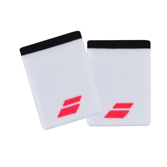 Babolat Logo Jumbo Wristbands White/Strike Red